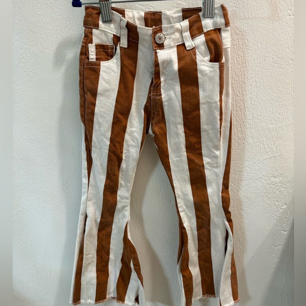 Striped flare stretch jeans